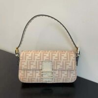 Fendi Women Medium Baguette 1997 Beige FF Wool Bag (1)