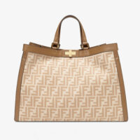 Fendi Women Medium Peekaboo X-Tote Beige FF Wool Bag