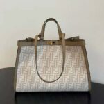 Fendi Women Medium Peekaboo X-Tote Beige FF Wool Bag - immagine 2