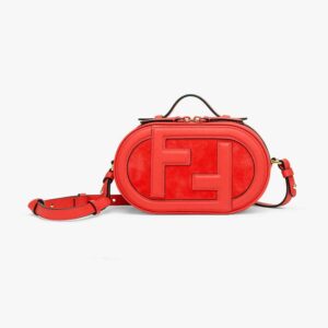 Fendi Women Mini Camera Case Red Leather and Suede Mini-Bag