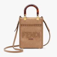 Fendi Women Mini Sunshine Shopper Brown Flannel Mini-Bag (1)