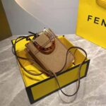 Fendi Women Mini Sunshine Shopper Brown Flannel Mini-Bag - Image 5