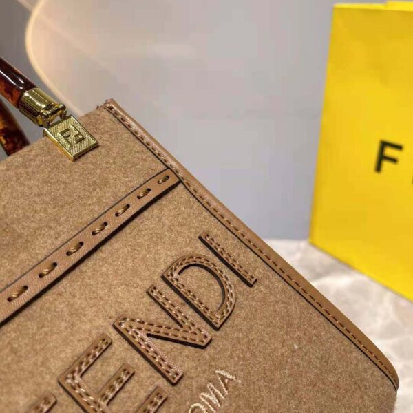 Fendi Women Mini Sunshine Shopper Brown Flannel Mini-Bag (7)