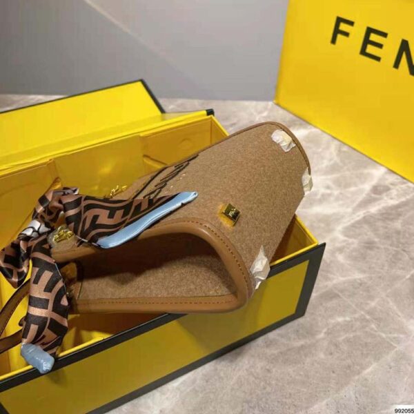 Fendi Women Mini Sunshine Shopper Brown Flannel Mini-Bag (9)