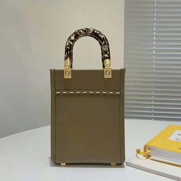 Fendi Women Mini Sunshine Shopper Gray Leather and Elaphe Mini-Bag (10)