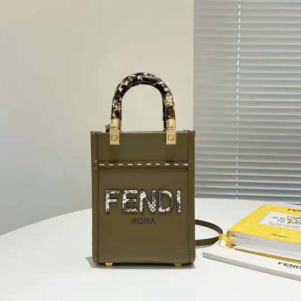 Fendi Women Mini Sunshine Shopper Gray Leather and Elaphe Mini-Bag (2)