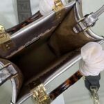 Fendi Women Mini Sunshine Shopper Silver Laminated Leather Shopper – Image 8