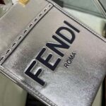 Fendi Women Mini Sunshine Shopper Silver Laminated Leather Shopper – Image 7