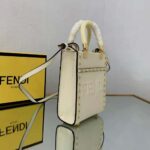 Fendi Women Mini Sunshine Shopper White Leather Mini Bag - Image 5