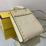 Fendi Women Mini Sunshine Shopper White Leather Mini Bag - Image 6