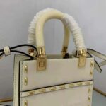 Fendi Women Mini Sunshine Shopper White Leather Mini Bag - Image 8