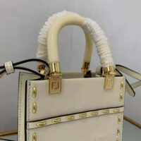 Fendi Women Mini Sunshine Shopper White Leather Mini Bag (1)