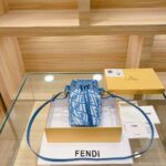 Fendi Women Mon Tresor Glazed Canvas Mini-Bag-Blue - Image 4