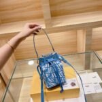 Fendi Women Mon Tresor Glazed Canvas Mini-Bag-Blue - Image 6