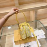 Fendi Women Mon Tresor Glazed Canvas Mini-Bag-Yellow - Image 6
