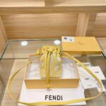 Fendi Women Mon Tresor Glazed Canvas Mini-Bag-Yellow - Image 5