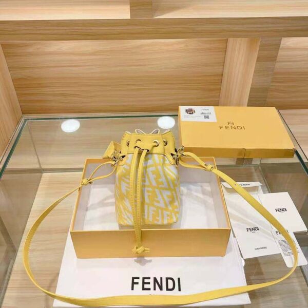 Fendi Women Mon Tresor Glazed Canvas Mini-Bag-yellow (7)