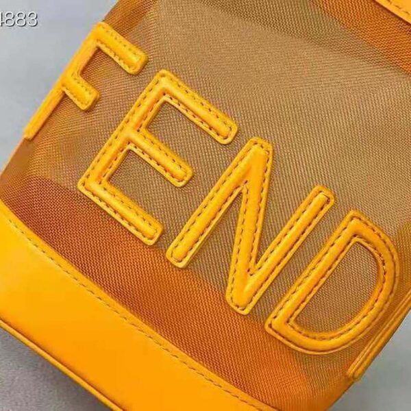 Fendi Women Mon Tresor Leather and Mesh Mini-bag-orange (5)