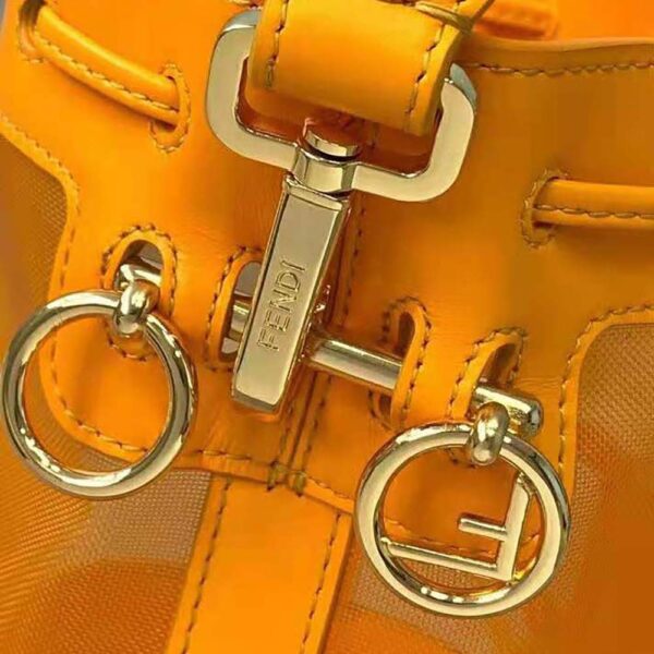 Fendi Women Mon Tresor Leather and Mesh Mini-bag-orange (6)