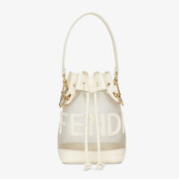 Fendi Women Mon Tresor Leather and Mesh Mini-bag-white (1)