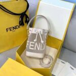 Fendi Women Mon Tresor Leather and Mesh Mini-Bag-White - Image 2