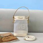 Fendi Women Mon Tresor Leather and Mesh Mini-Bag-White - Image 3