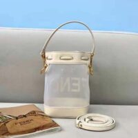 Fendi Women Mon Tresor Leather and Mesh Mini-bag-white (1)