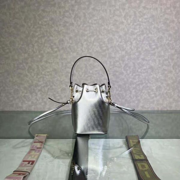 Fendi Women Mon Tresor Silver Laminated Leather Mini Bag (5)