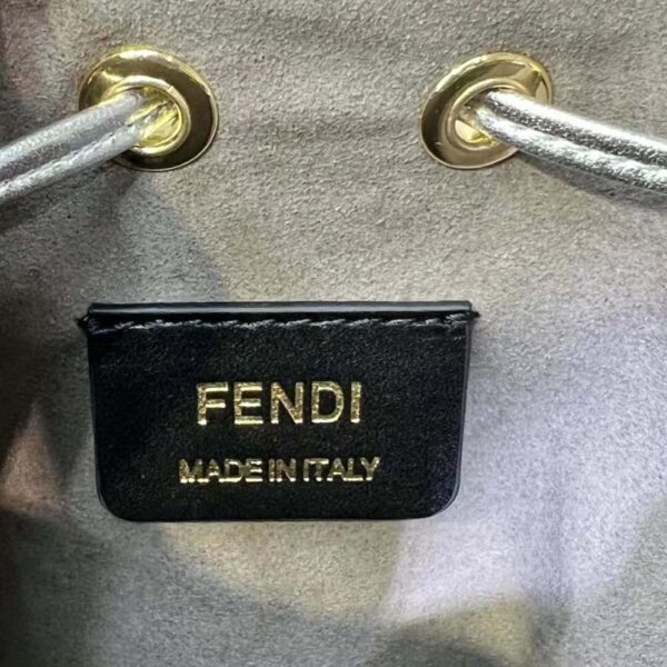 Fendi Women Mon Tresor Silver Laminated Leather Mini Bag (7)