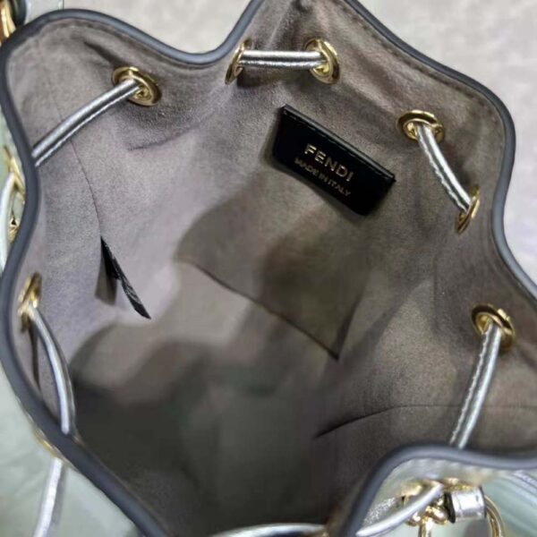 Fendi Women Mon Tresor Silver Laminated Leather Mini Bag (8)