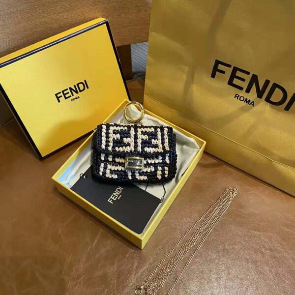 Fendi Women Nano Baguette Charm Black Raffia Charm (2)