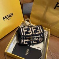 Fendi Women Nano Baguette Charm Black Raffia Charm (1)