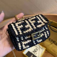 Fendi Women Nano Baguette Charm Black Raffia Charm (1)