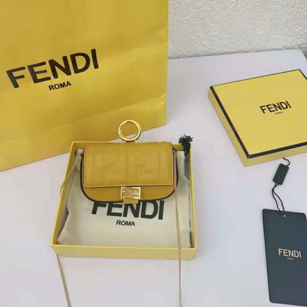 Fendi Women Nano Baguette Charm Yellow Nappa Leather Charm (2)