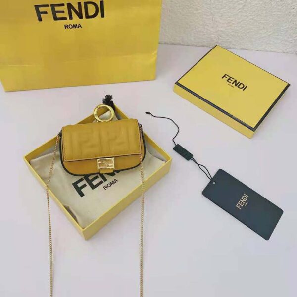 Fendi Women Nano Baguette Charm Yellow Nappa Leather Charm (4)