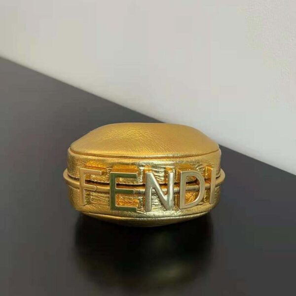 Fendi Women Nano Fendigraphy Gold Leather Charm (4)