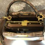 Fendi Women Peekaboo Iconic Mini FF Glazed Fabric Bag with Inlay - immagine 8