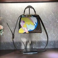 Fendi Women Peekaboo Iconic Mini FF Glazed Fabric Bag with Inlay (1)