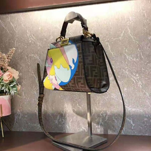 Fendi Women Peekaboo Iconic Mini FF Glazed Fabric Bag with Inlay (3)