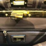 Fendi Women Peekaboo Iconic Mini FF Glazed Fabric Bag with Inlay - immagine 9