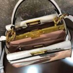 Fendi Women Peekaboo Iconic Mini FF White Glazed Fabric Bag with Inlay – Image 9
