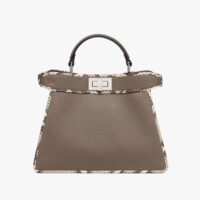 Fendi Women Peekaboo Iseeu Small Gray Full Grain Leather and Elaphe Bag