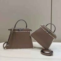 Fendi Women Peekaboo Iseeu Small Gray Full Grain Leather and Elaphe Bag (1)