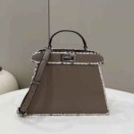 Fendi Women Peekaboo Iseeu Small Gray Full Grain Leather and Elaphe Bag - Image 3