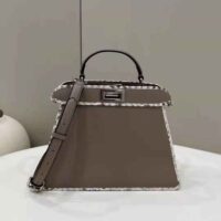 Fendi Women Peekaboo Iseeu Small Gray Full Grain Leather and Elaphe Bag (1)