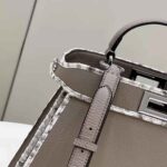 Fendi Women Peekaboo Iseeu Small Gray Full Grain Leather and Elaphe Bag - Image 7