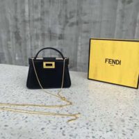Fendi Women Pico Peekaboo Charm Light Black Nappa Leather Charm (1)