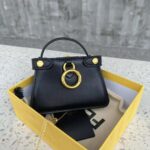 Fendi Women Pico Peekaboo Charm Light Black Nappa Leather Charm – Image 4