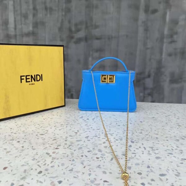 Fendi Women Pico Peekaboo Charm Light Blue Nappa Leather Charm (2)