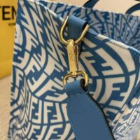 Fendi Women Shopper Blue Glazed Canvas Bag (1)